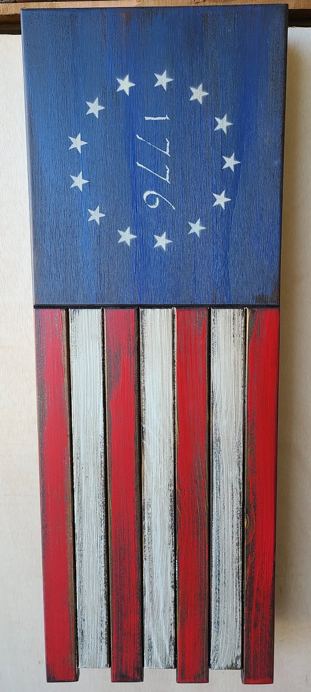 Long Slim “Half” American Flag Wooden Gun Storage Case