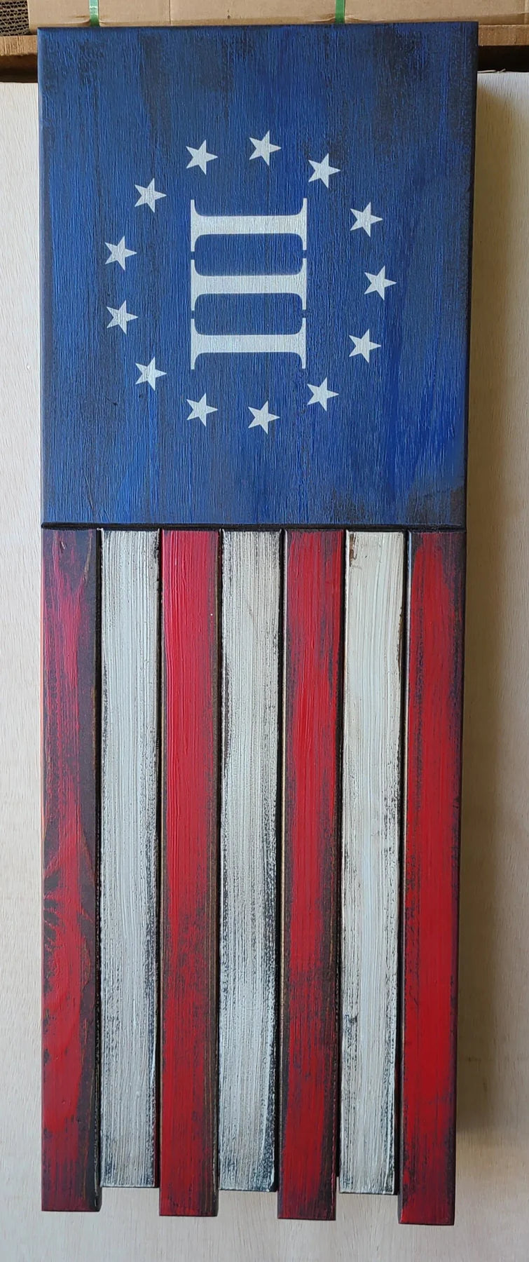 Long Slim “Half” American Flag Wooden Gun Storage Case