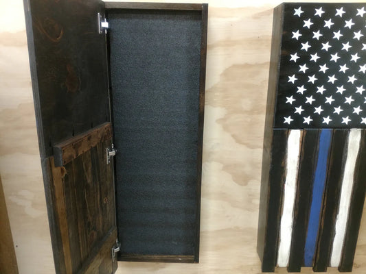 Long Slim “Half” American Flag Wooden Gun Storage Case
