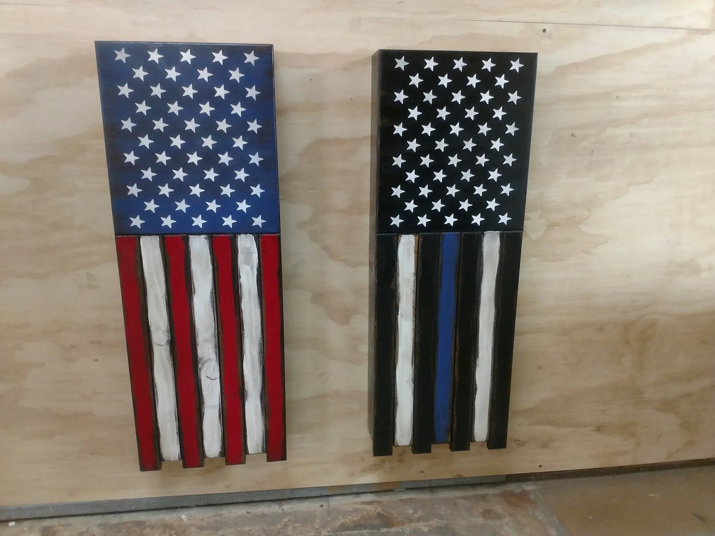 Long Slim “Half” American Flag Wooden Gun Storage Case