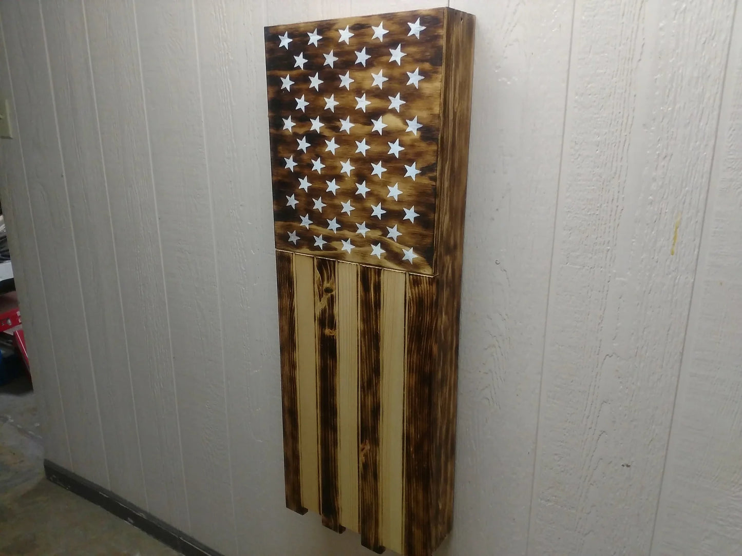 Long Slim “Half” American Flag Wooden Gun Storage Case