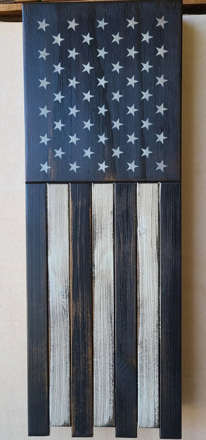 Long Slim “Half” American Flag Wooden Gun Storage Case
