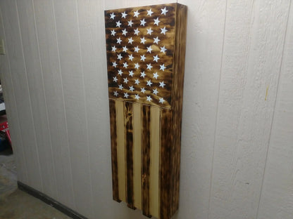 Long Slim “Half” American Flag Wooden Gun Storage Case