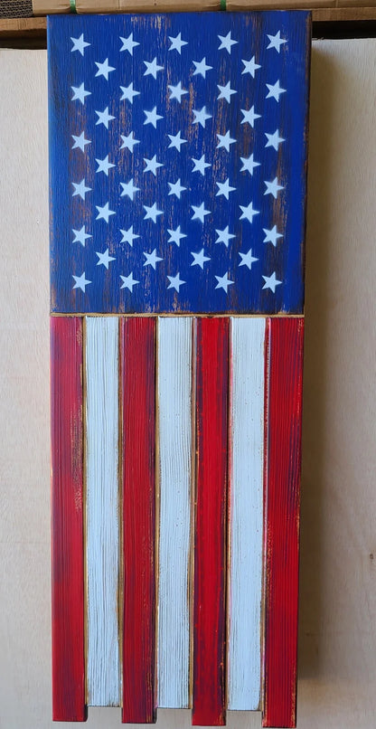 Long Slim “Half” American Flag Wooden Gun Storage Case